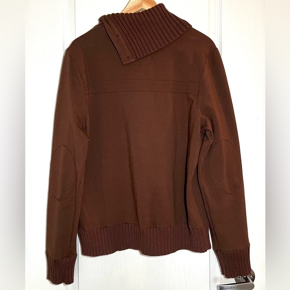Old Navy SoSoft Brown Ribbed Cowl Neck Sweater Elbow Patchwork Chunky Preppy Y2K - Picture 4 of 16